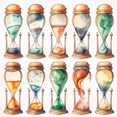 Timeless Hourglass Watercolor Clipart Set