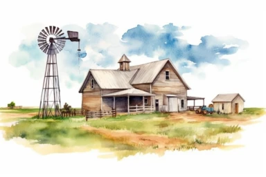 Watercolor, North Dakota US State clipart, hd, on a white background, spaced out