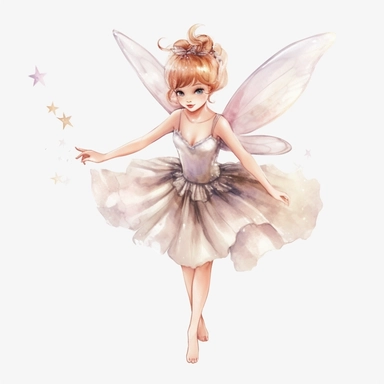 disney style little fairy priness clipart, watercolor clipart, png file, hyper realistic, transparent background,high detail, 8k