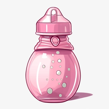 pink baby bottle, cartoon, clipart