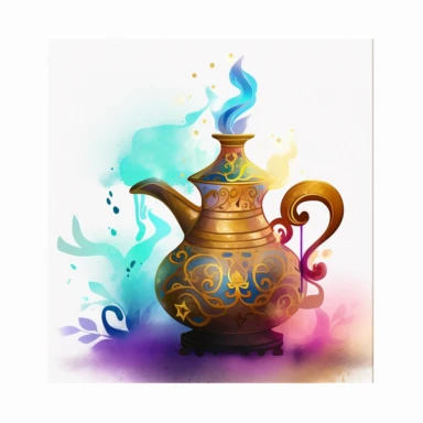 Magic Lamp Watercolor Sublimation Clipart, Clipart, white background, no watermark, no text, no word,