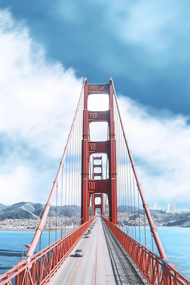 san francisco bridge hyper photo realistic very detailed clip art white background
