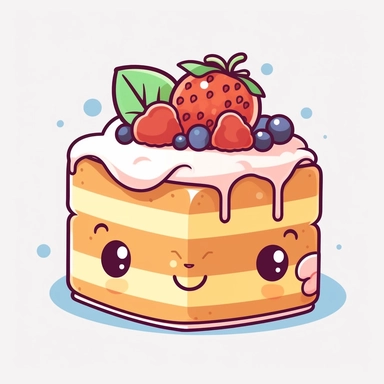 kawaii, layered slice of cake clipart, white background, svg, eps