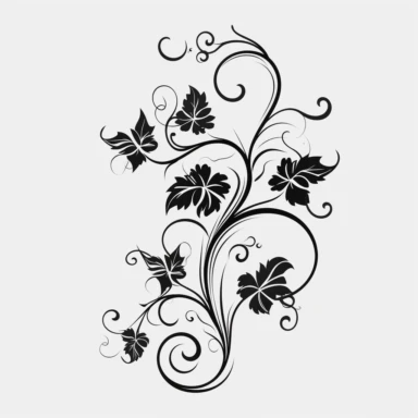 simple vine clip art, clean black line art, no gray color