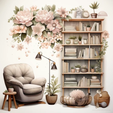 realistic watercolour effect , nursery theme, clipart, soft and muted pastel nuances, white background