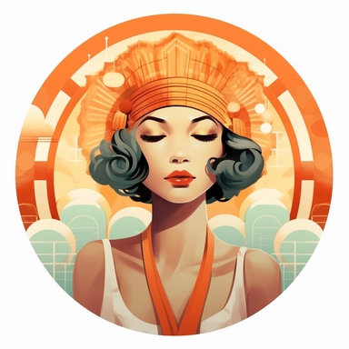 art deco style clipart of ethnic female having a spa day. white background