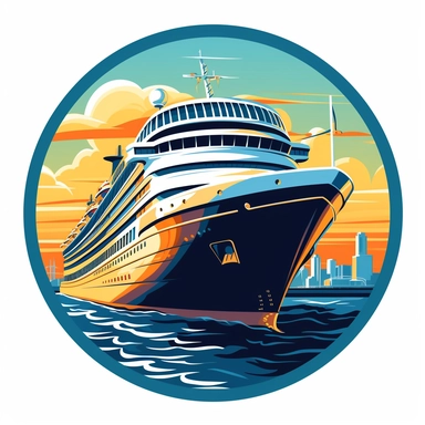 a front view of a cruise ship clip art style