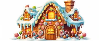 Realistic colorful gingerbread house, realistic, colorful, beautiful, vivid color, christmas, snow soil, hyperrealistic, white background, style by Lucy Fleming, watercolor, smooth gradients, black contour outline, ultra detailed, clipart elements, delicate pastel colors, solid white background, super clear, high quality