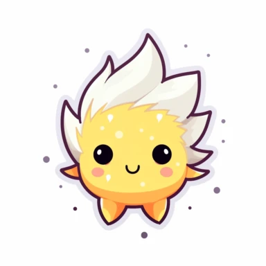 a kawaii lightning clipart, white background
