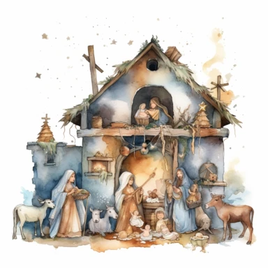 watercolor nativity scene clipart