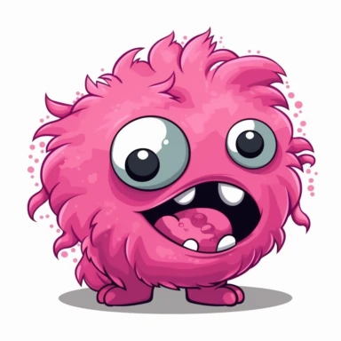 2d pink bubblegum dog monster mutant on white background drawing in microsoft paint , no shadow, flat picture, clipart