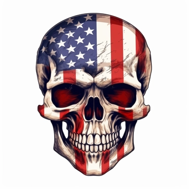 Skull American Flag clipart ,white background, graphic , artist