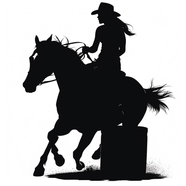 western rodeo barrel race minimalist silhouette clipart