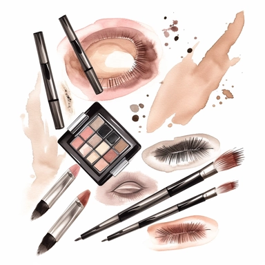 watercolor line art makeup eyeshadow clipart, high resolution, minimal detailed, 8k on white background