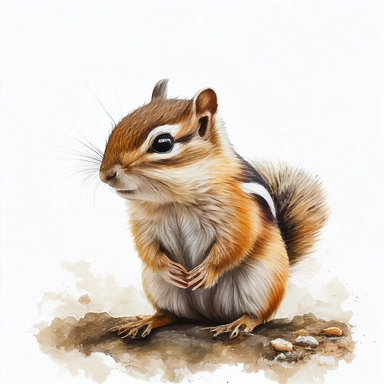 cute chipmunk cub full body watercolor clipart realistic