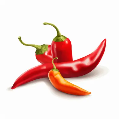 chilli, illustration vector image, clipart, digital drawing, soft edges and blurred details, cute colorful, realistic super details, white background, object complete display, screen without watermark, element, PNG, 8k--ar 1:1