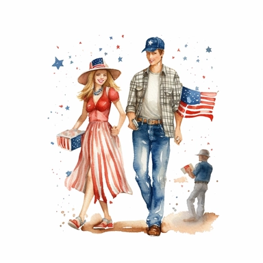 watercolor clipart representing one item people are using for celebration of american independence day, hd