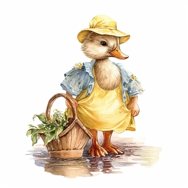 beatrix potter style clipart happy duckling