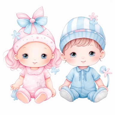 clip art baby girl or boy pink and blue