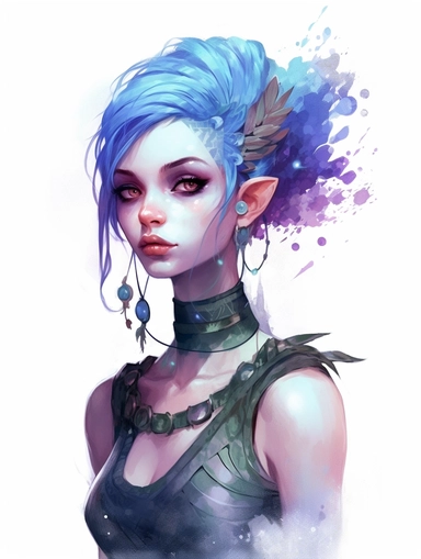 avatar character,blue and purple, clipart png, realistic, digital painting, WHITE BACKGROUND, fantasy style, realistic, painting, watercolor, 8k, ultra details,