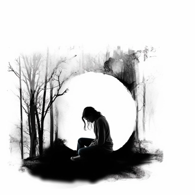 sad, lonely, hopeless, depression, dark, expressionism, artistic clipart border, white border, cutout border, borderless design