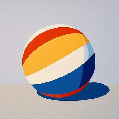 beach ball, minimilist illustration, clip art, acrylic painting