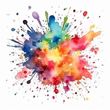 watercolor clipart, one individual confetti, exploding , white background