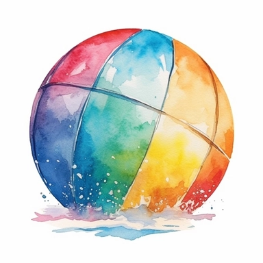 Detailed watercolor beach ball clipart
