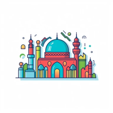 islamic multiple symbols and things like mosque, book, dome, and many, clean cut, for clipart, simple