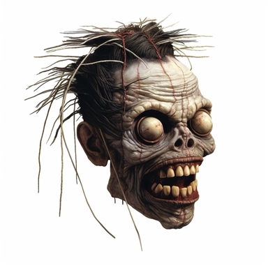 a voodoo shrunken head with mouth sewn shut, calm expression, dark shrivelled skin, pastel, photorealistic, hyper realistic, ultra high-detail, dark outlines, white background, clipart,