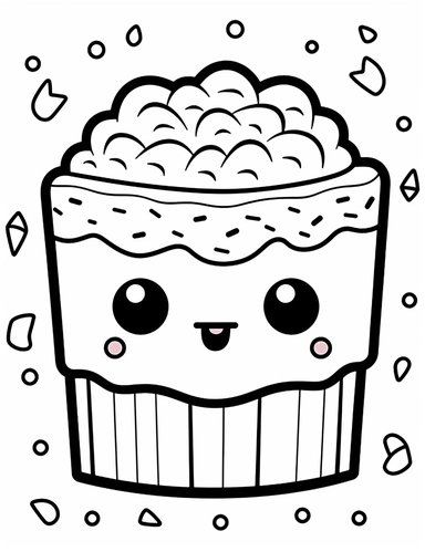 Let your creativity flow with a kawaii bread loaf, with a friendly face and a soft, brown crust. Use warm colors to make it inviting! For Simple Coloring page,Big eyes,line art, thick lines, black and white,clipart, illustration, on white background,Detailed,Details