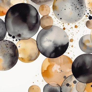 black clipart, Watercolor paper, pale colors, gold striated, summer water bubbles, romantic, white background , pre-raphaelite, abstract