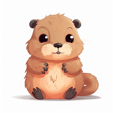 cute baby Groundhog clipart, happy, animal only, isolated on white background, illustration, pastel colors, no shadow, vector, high definition, Full HD, 8k