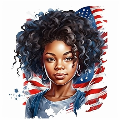 Cute Beautiful black toodler girl face Veteran 4th of July Sublimation Clipart,Cartoon,hyper realistic, intricate detail, illustration style,high solution,on the white background , 32 uhd