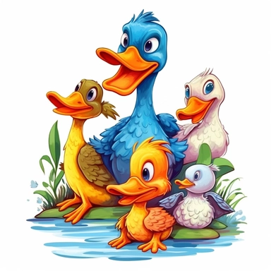 duck island bright colors, baby ducks, alligator, clipart,