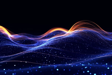 wavy blue lines electrical wiring electrical and computer network vector and clip art free, in the style of bokeh panorama, confetti-like dots, black background, surreal 3d landscapes, digitally manipulated, spiral vortex patterns, depth of field
