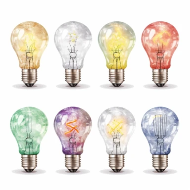 lightbulb clipart set, white background, suitable for printing
