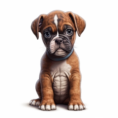 Boxer puppy, Clipart, Digital art, disney style, hyperdetailed, 1080p, Ultra-HD white background