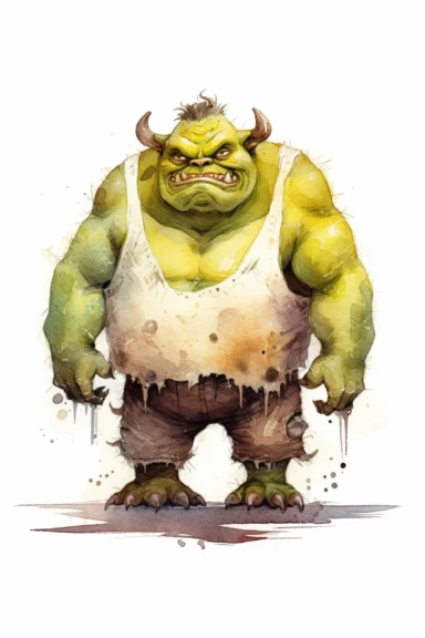 ogre watercolor clipart cute isolated on white background