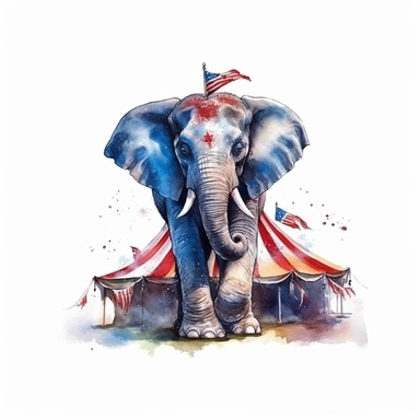 watercolor art of circus elephant, in the style of realistic and hyper-detailed renderings, sketchfab, ahmed morsi, realistic watercolor paintings, use of common materials, handcrafted designs, with white background clipart