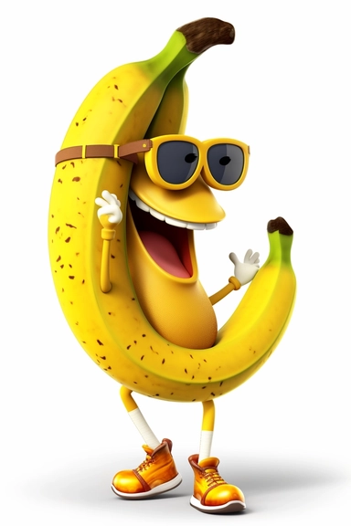cool banana clipart with feet cartoon, wearing sunglasses, with a mouth smiling with no background