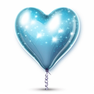 one heart light blue shape ballon has sparkles inside handrawn same size lines clipart