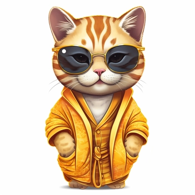 Clipart of full body dressed female cat with sun glasses