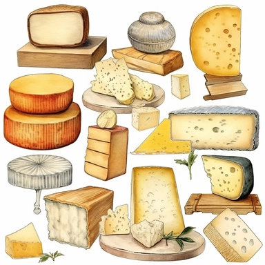 beautiful french cheese Clipart - 13 High Quality JPGs - Digital Download - Card Making, Mixed Media, Digital Paper Craft