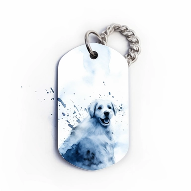 Watercolor dog tag clipart, white isolated background, space out, hd