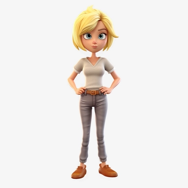 Front view of animated grown chick standing wearing t-shirt character design, full body, face drawing in top quality, high quality face drawing, clipart, full illustration, 4k, sharp focus, skin. Soft, symmetrical, detailed face, concept art, fairy tale style, Chibi Kawaii. Octane rendering, 3D, perfect face, detailed face, delicate face, perfectly sharp lips. model, detailed eyes