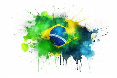 Watercolor, Brazil Country Flag, clipart, hd, on a white background, spaced out