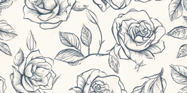 ome beautiful flowers,Line drawing,Repeating Floral Pattern,Rose line drawing,Flowers Background,clipart, garden series, graphic designs,Garden elements,Pattern,flat illustration