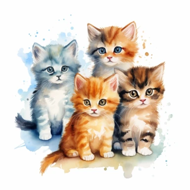 watercolor clipart of kittens