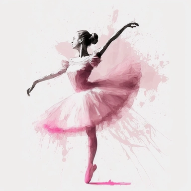 clipart, ballerina in pink tutu in attitude devant, in the style of degas, white background, no words, no text
